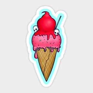 Strawberry Ice-cream & Skulls Sticker